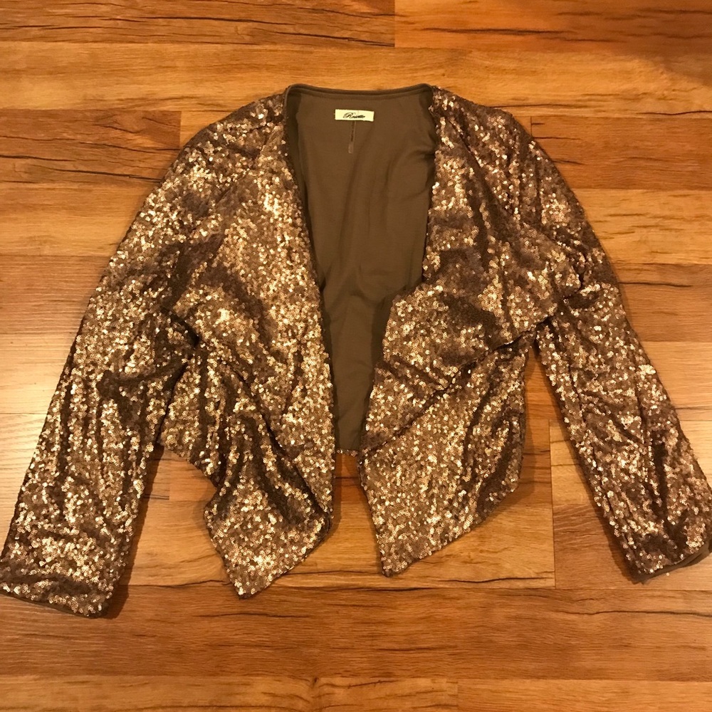 Rose gold sequin blazer